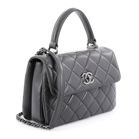 silver chanel top handle|Chanel trendy top handle.